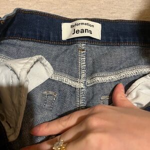 Reformation dark blue skinny jeans